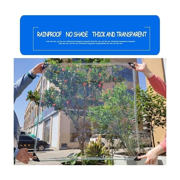 Transparent beskyttelsespresenning, 0,3 mm tyk vandtæt presenning i transparent PVC knaphul i anti-rust metal, brugt til den udvendige terrasse, dis