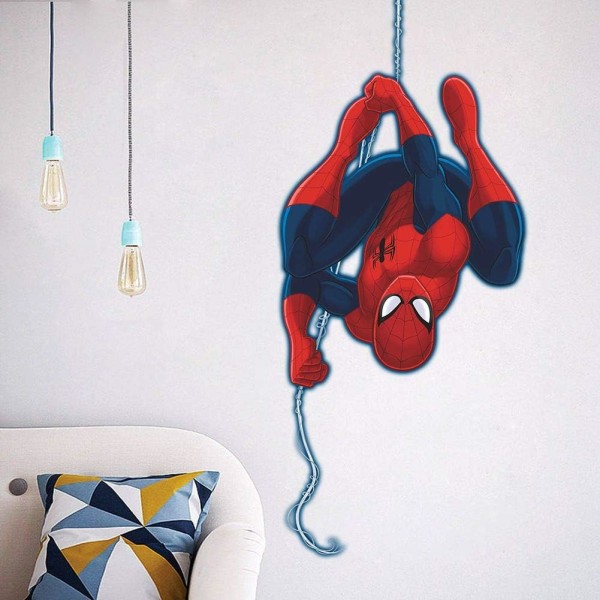 Spiderman 3D Effect Seinätarrat Makuuhuoneen sisustus Sisustus jättiläinen