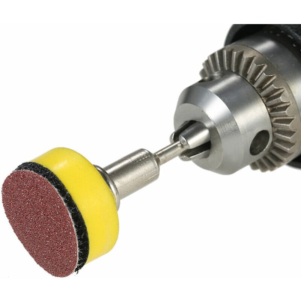Set med 100 slipskivor 25 mm 2,5 cm slippapper 2,5 cm poleringsdynor + 1/8 \"roterande verktyg slipverktyg