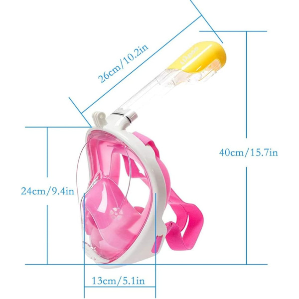 Lasten sukellusmaski, kokokasvosnorkkelimaski 180° HD vuotovastainen sumunvastainen, lasten sukellusmaski snorkkelilelu