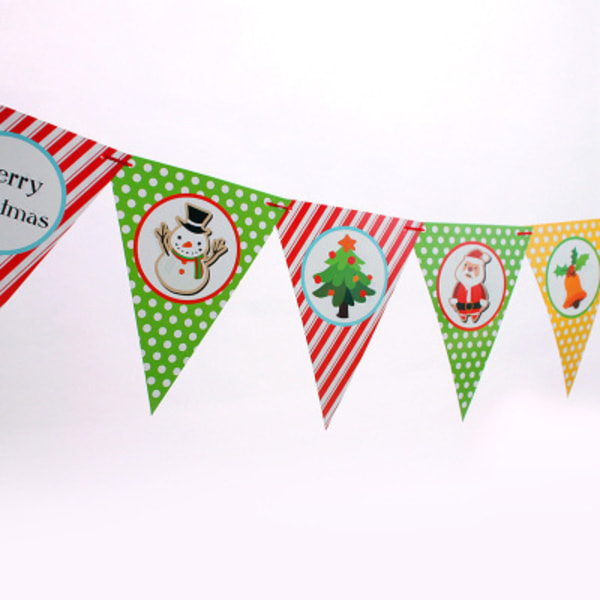 Julpapper Julblomma Hängande Flagga Jultomte Snögubbe Julgran Vimpel Flagga Hängande Flagga
