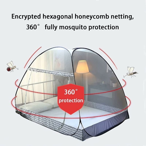 Kokoontaitettava sängyn hyttysverkko, ponnahdusikkuna suuri hyttysverkkoteltta kupolin muotoinen, yhden hengen ovi, retkeilyhyttysverho, helppo asentaa makuuhuoneeseen