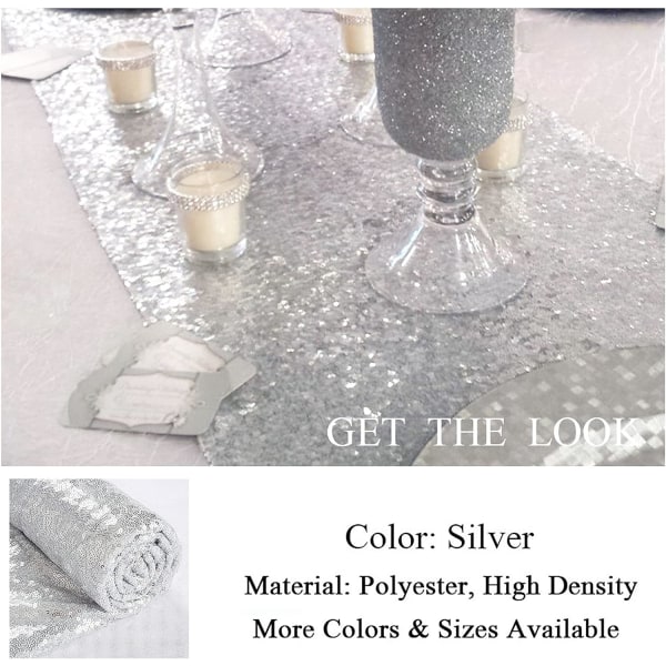Sølv Sequin Bordsløper 12 X 108 Tommer Sequin Bordsløper Sparkle Bordsdekke for Bryllup Brude Dusj Bursdagsfest