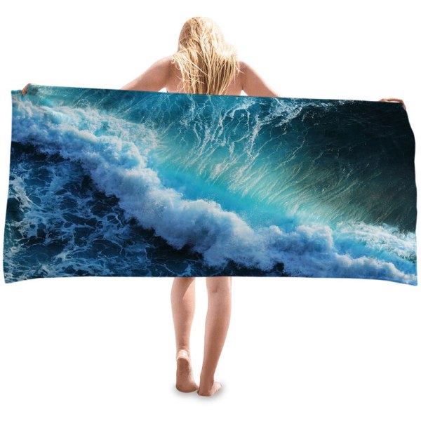 Strandhandduk, 80*160cm Oversized Dubbelsidig Mikrofiber Strandhandduk för Vuxna, Lätt Extra Stor Snabbtorkande Sandfri Poolhandduk för Simning,