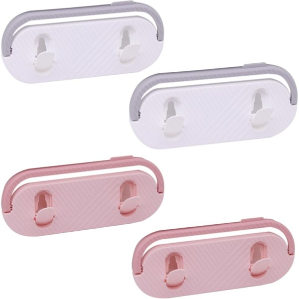4-pack Vikbart Skoställ Väggmonterat Utan Borrning Badrum Entré Skohållare Organizer - Grå & Rosa