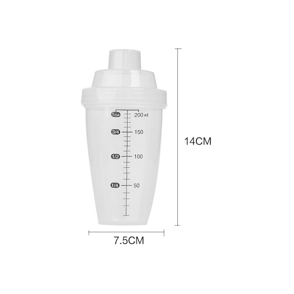 Vinaigrette mixer 200 ml Plastik Blandings Salat Mixer Sauce, Marinader - Shaker Gradueret Vinaigrette Melanper - Anti -Fauite