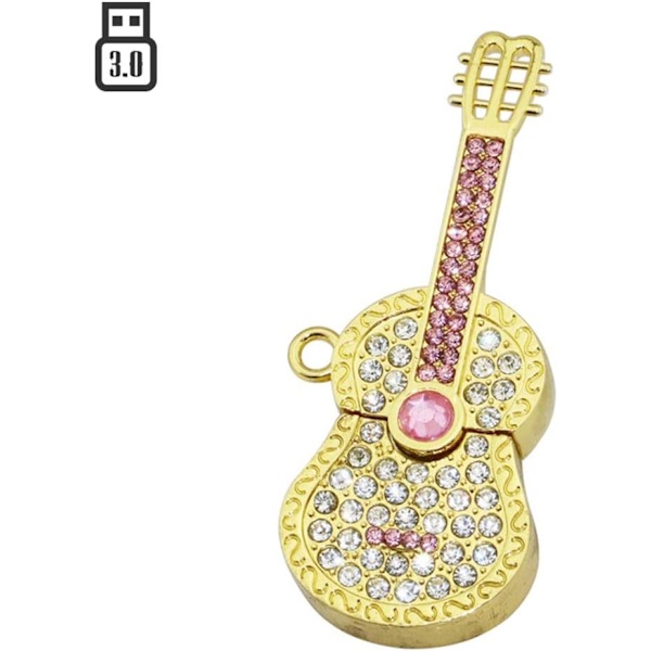 8 GB metallgitarr USB-minne (guld), modell 3.0 USB-minne, datalagring minneskort minnespinne