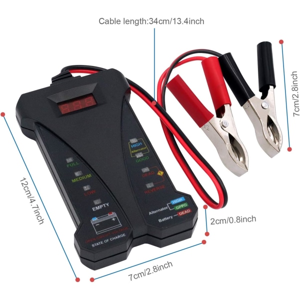 12V bilbatteri digital spenningstester med LCD-skjerm bilbatteritester ladesystemanalysator batteriverktøy
