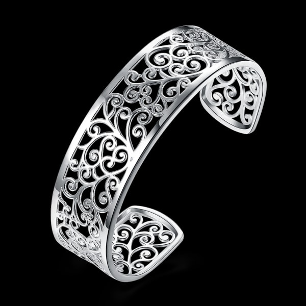Sterling Silver Filigree Open Cuff Armband, 6,5\"