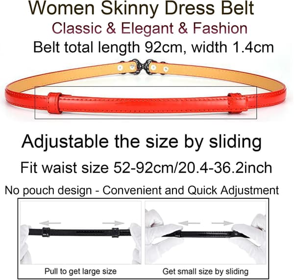 Klänning Bälte, Smal PU Läder Justerbar Smal Bälte med Legering Spänne, Kvinnor