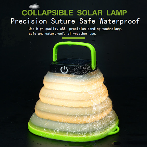 Camping Lygte Lanterne, Solcelledrevet LED Lampe Foldbar LED Lanterne Camping Lys 3 Dæmpningstilstande Lommelygte Camping Lampe til Hjem Camp Vandring Fiskeri