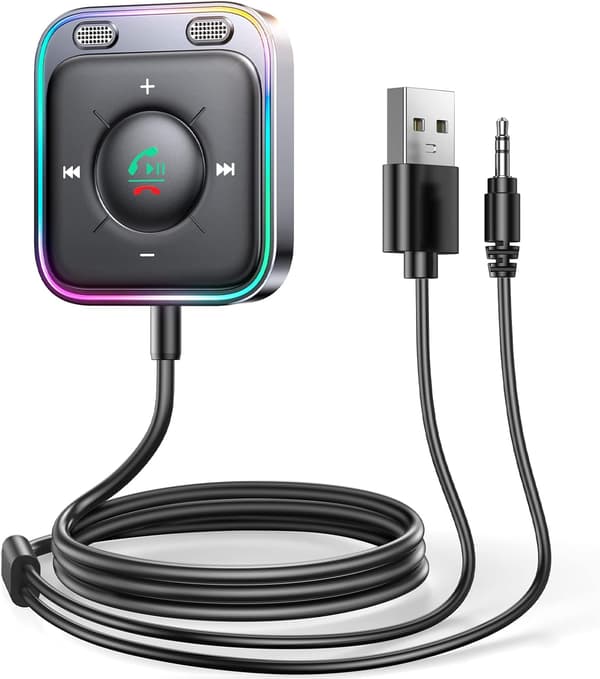 2023 Jack 3.5 Bluetooth-adapter, Bluetooth 5.3 Aux-modtager HiFi-stereolydeffekt: Dobbelt forbindelse og USB Bluetooth-bil håndfri opkald til bil St