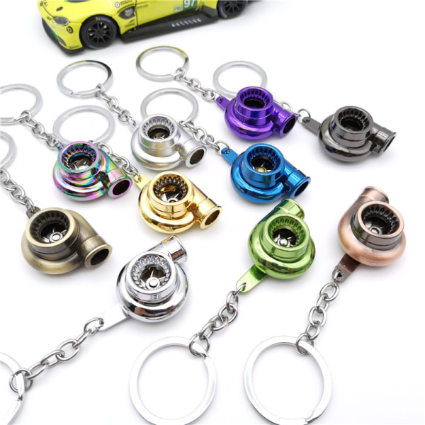 Bil Turbo Turbolader Turbine Nøglering Nøgle Ring Nøglekæde Nøglebrik Gave (Gun Black)