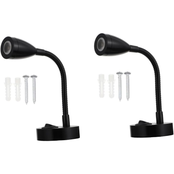 2 stk. LED Spot Leselys Justerbar Bryter Sengelampe Vegglampe Innvendig Lys Bobil 6000K Hvit for Campingbil