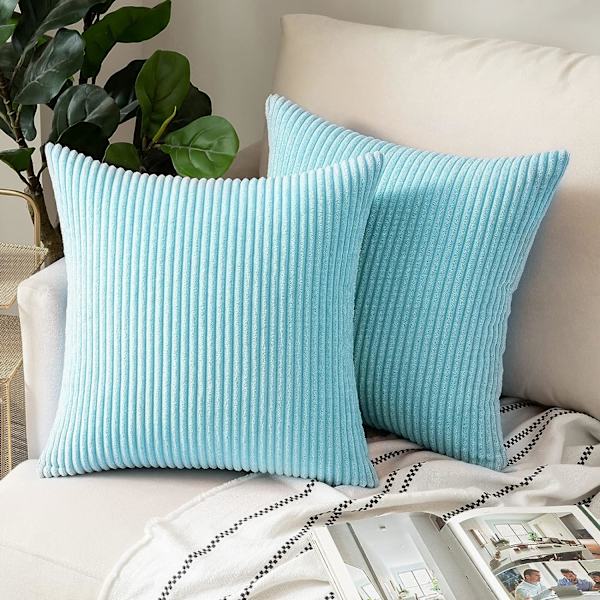 Lyseblå 40*40cm, 2 stykker (uten putetrekk) Corduroy putetrekk Sofa putetrekk Myk putetrekk for familiens stue, soverom, seng
