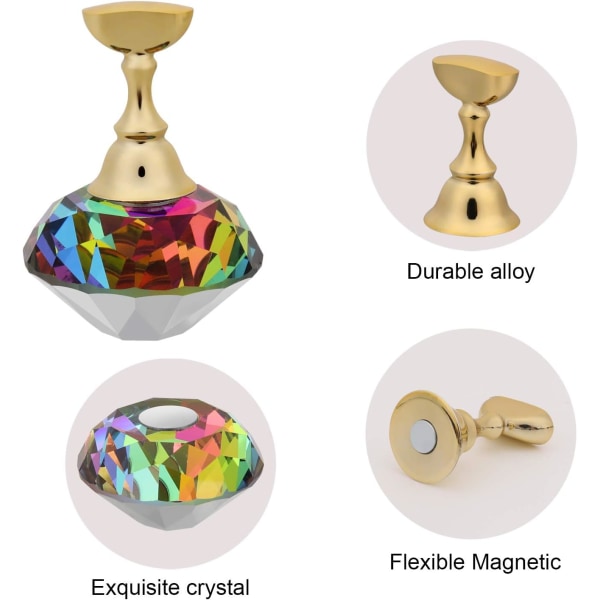 Kynsien koristeluteline (värikäs) magneettisella telineellä ja kristallijalustalla, kynsien koristeluteline, kynsien kärkien koristeluteline kynsien koristeluliikkeelle.