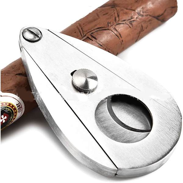 Cigarer, vanddråbeformet rustfrit stål cigarskærer Super dobbeltkantede blade Guillotinesaks til de fleste størrelser cigarer