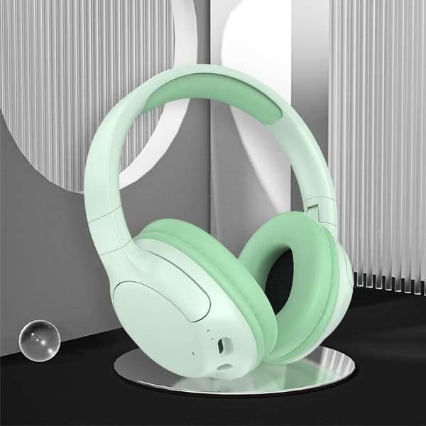 Trådlöst Bluetooth-spelheadset med mikrofon, aktiv brusreducering, all-inclusive öronmuffar och lång batteritid (Mintgrön)
