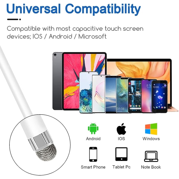 2 stk. berøringsskjermpenner, høysensitiv kapasitiv penn, magnetisk dekselhette, universell for Apple/iPhone/iPad Pro/Mini/Air/Android/Microsoft og O