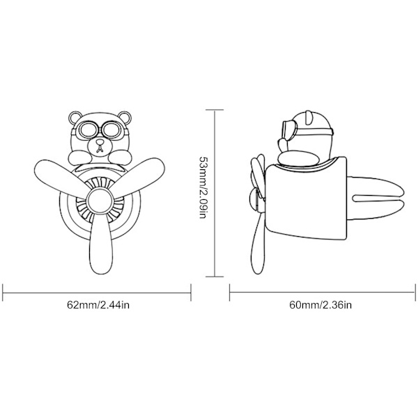 Anime björn pilot bil luftfräschare, bildiffusor ventilationsklämma, aromaterapidiffusor, doftklämma luftutlopp bil aromdiffusor, aromaterapi interiör O