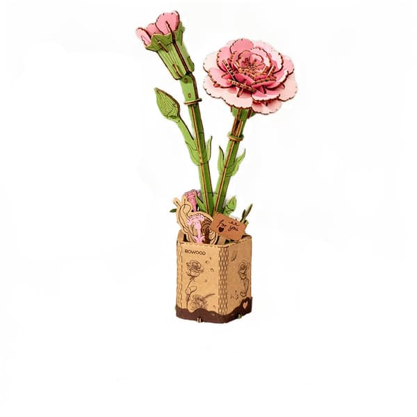 Blomsterbuket Sæt Mini Kunstige Blomster Gaveblokke, DIY Buket Blokke (lyserød nellike)