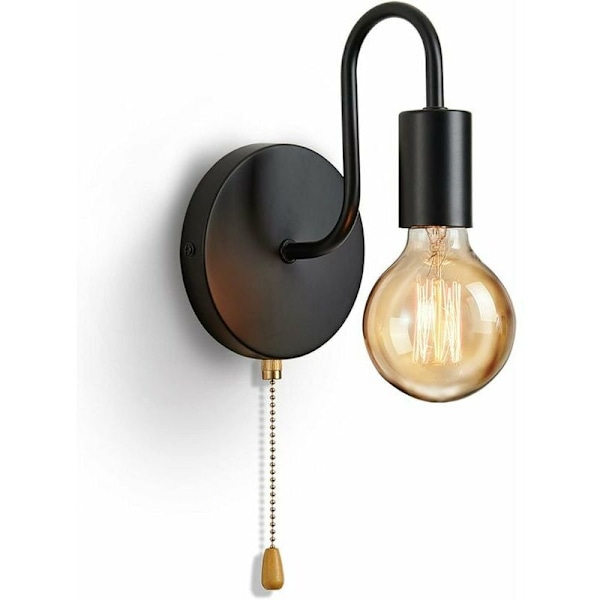 Vintage Vegglampe E27 Standard Svette Lamper Vegglampe Interiør Metall Metallampe Med Bryter For Salong Soverom Industriell Dekor (ingen pære, svart)