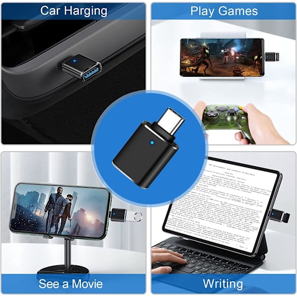 USB C till USB-adapter 4-pack, USB C till USB-adapter används ofta i bärbara datorer, MacBook, telefoner och surfplattor, USB A till USB C, USB till USB C, typ C till US