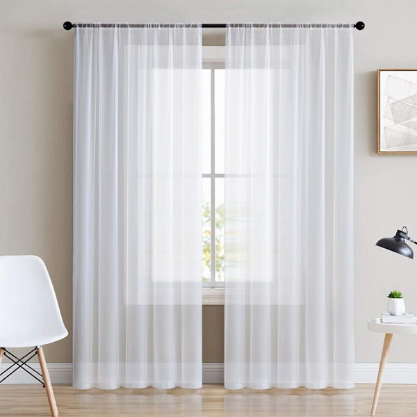 132x243 cm valkoiset verhot Voile-kangas, puoliksi läpinäkyvä sisäverho makuuhuoneeseen