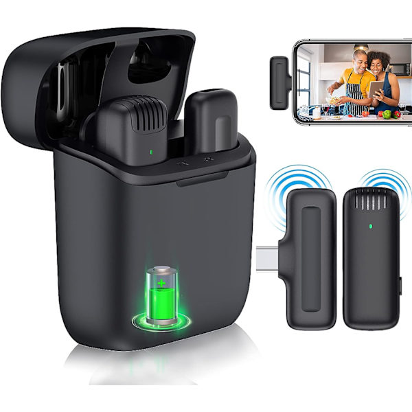 Trådlös Lavalier-mikrofon för Type-C Android med laddningsfodral Mini Lapel Mic för videoinspelning Plug Play Sladdlös inspelningsmikrofon YouTube Faceb