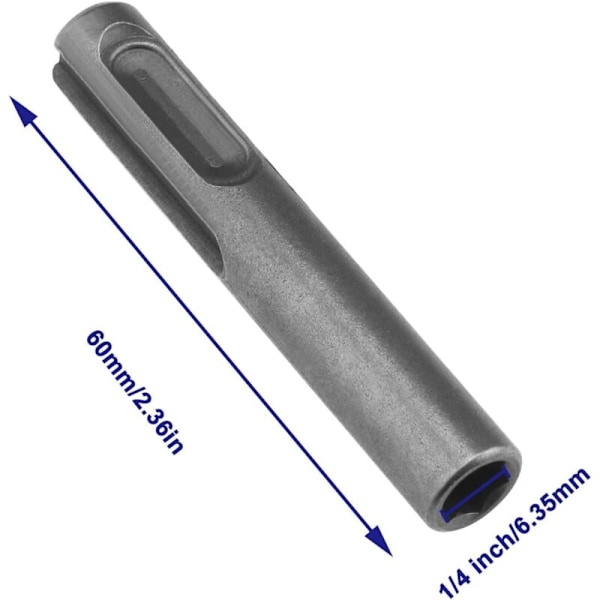 2 stycken SDS till 1/4 tum Skogsadapter till hexagonal stång stångkonverteringsverktyg Magnetisk hylsadapter för SDS 60mm hammarborrverktyg