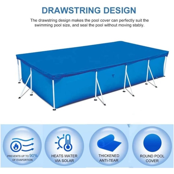 Poolskydd, Vattentätt Rektangulärt Poolskydd Enkelt Set Dammsäkert Poolskydd för Rampooler (300*200CM/9.84*6.56FT)