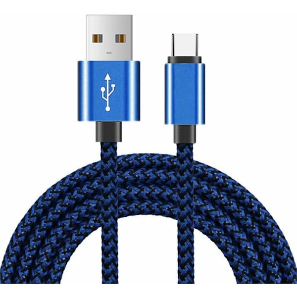Sininen puhelinlatauskaapeli [2m] Punottu nylon USB-kaapeli puhelimen pikalataukseen - 2 metrin latausjohto