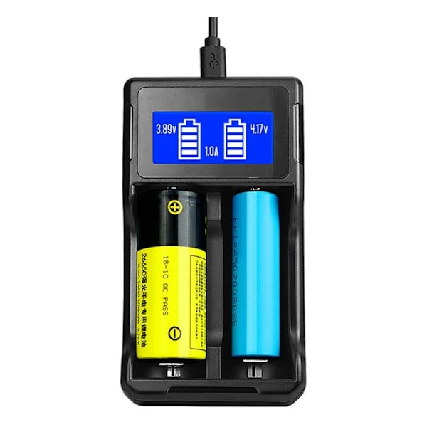 18650 Batterilader med adapter, LCD Raissement lader 18650 for 26650 22650 20700 17670 17500 16340 (RCR123) 14500 10440 Ni-MH Ni-CD A AAA AAA A