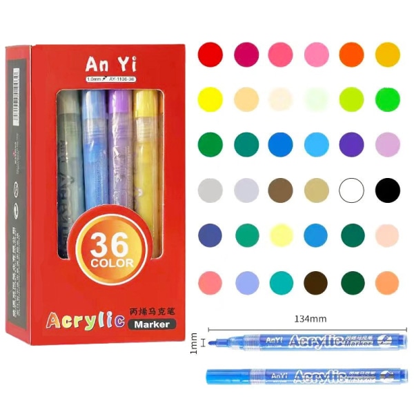 Ritpennor för vuxna och barn Målarfärg, 36 färgpennor