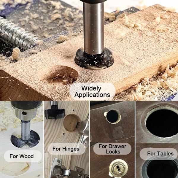 60mm borr för trä, volframkarbidborr för hårdträ, träborr, gångjärnsborr, träverktygssats, plywood, plast