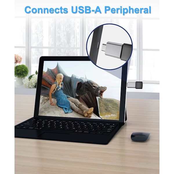 Silver - 3-pack USB C hane till USB 3.0 hona adapter, Thunderbolt