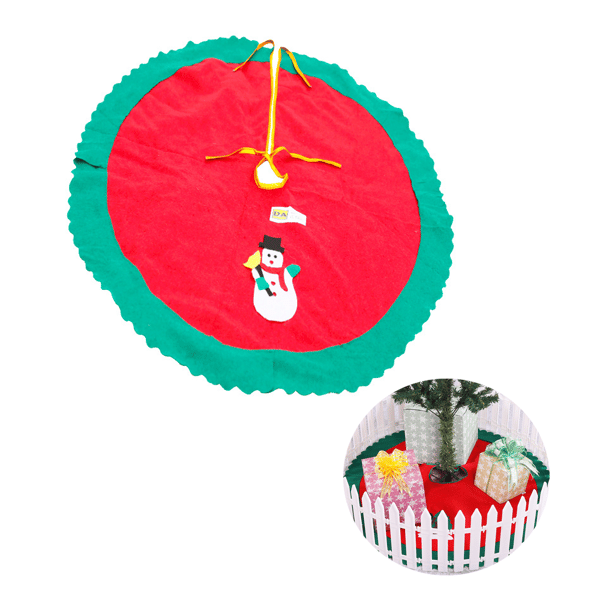 90cm Rund Julgran Presentmatta Kjol Bas Golvskydd Jul Dekor(Jul Snögubbe)