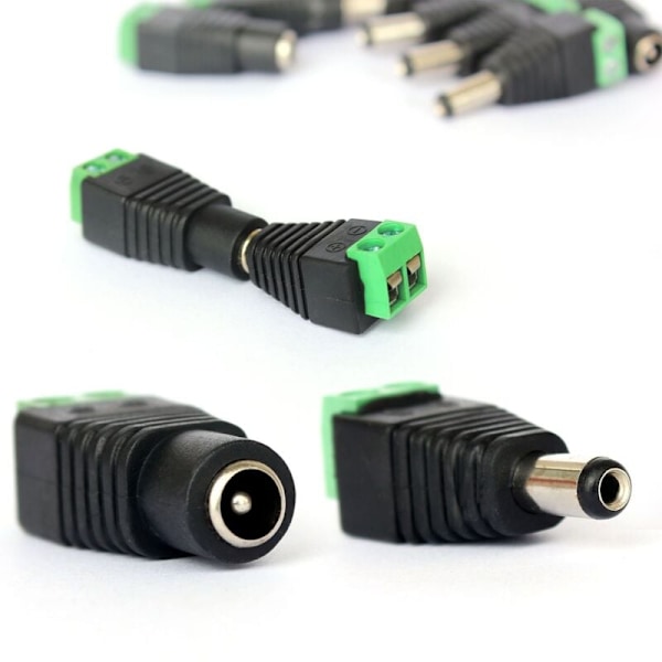 10 kpl Uros/naarasliitin videovalvontakameraan 2.1 x 5.5 mm