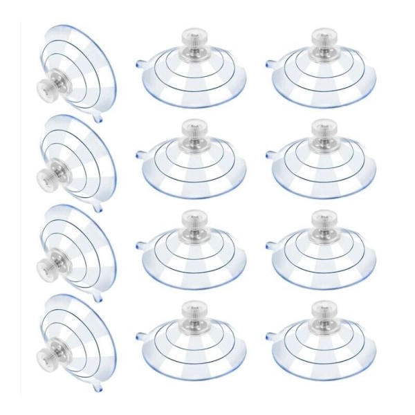 58mm - 12 stora sugproppar i plast, transparenta anti-kollisions sugproppar med gummi metallmuttrar, solid sugpropp i transparent rep