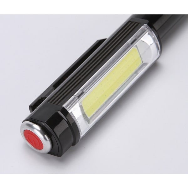 3W LED-tarkastusvalo pidikkeellä ja magneetilla, 400 lumenin COB-taskulamppu autokorjaukseen, talliin, kalastukseen, hätätilanteisiin. Vilkkuva punainen valo, musta