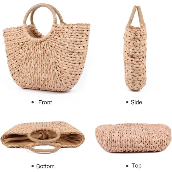 Sommarväska i Rattan för Kvinnor, Halmhandväska, Strandväska i Sjögräs, Rattan Tote Bag, Clutch