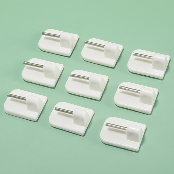 50 Adhesive Curtain Rod Hooks - White