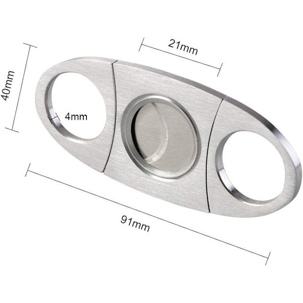 Rustfrit stål dobbelt guillotine lommecigar Cutter, sølv