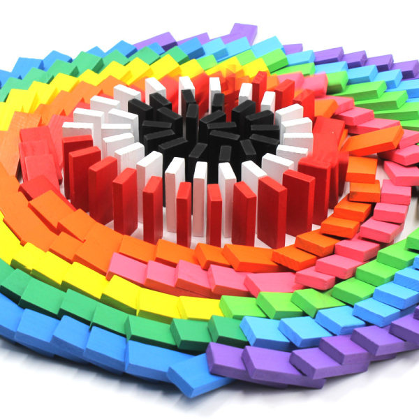 120 stk farverige træ domino blokke sæt, børnespil lærerigt til