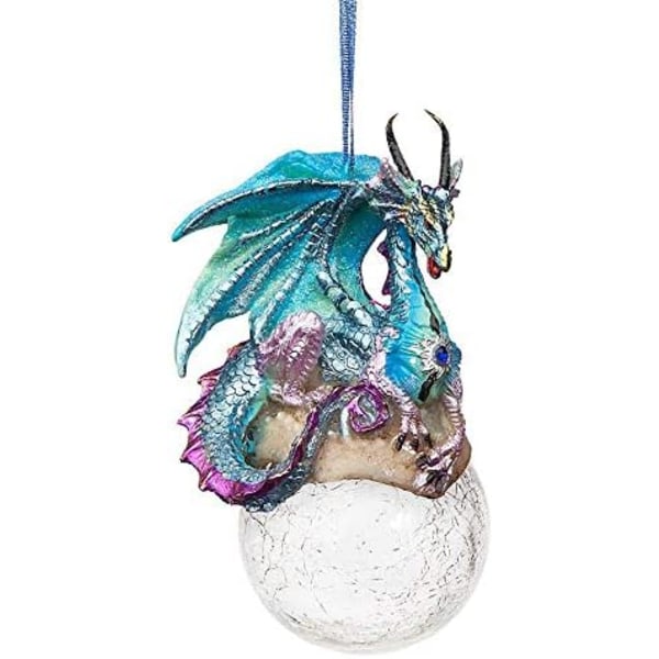 Design Toscano Frost The Gothic Dragon Holiday Ornament Juledekor, 3 tommer bred, 3 tommer dyp, 5 tommer høy, håndstøpt polyresin, fullfarge