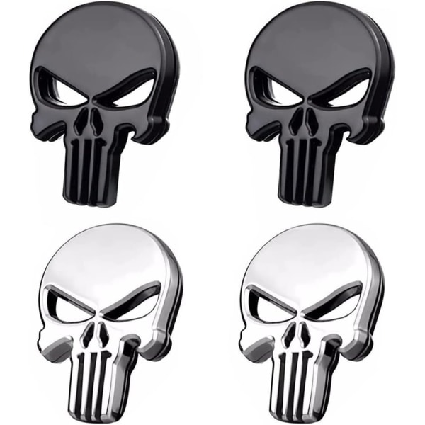 4 st 3D Skull Punisher Vehicle Car Sticker Metal Decal Motorcycle