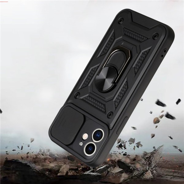 Black Applicable to iphone 13 pro max case with sliding camera cover and stand, built-in 360° rotating ring holder magnet case