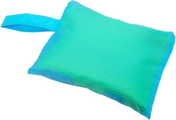 Legetøjspose Mesh Strandlegetøjsopbevaringsnet til at bære legetøj og håndklæder Legetøjssand væk 40*24*40cm Grønt mesh Blå stropper