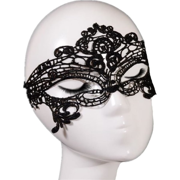 (Musta) 1 x Sexy Lace Mask Masquerade Mardi Gras Costume Women Pr