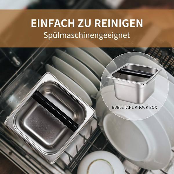 Kaffesumpslåda, Kaffesumpsbehållare med Silikonbelagd Slagstång - Tillverkad av Bambu och Rostfritt Stål - Avfallsbehållare för Ditt (16.5*17.8*11cm)